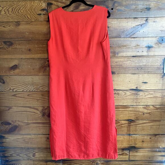 Sherry Taylor Collections red linen midi dress size Large - Picture 4 of 5